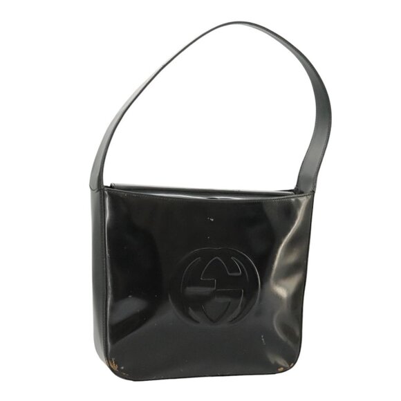 GUCCI Shoulder Bag Enamel Black Silver 000 0506 Auth - Picture 2 of 16